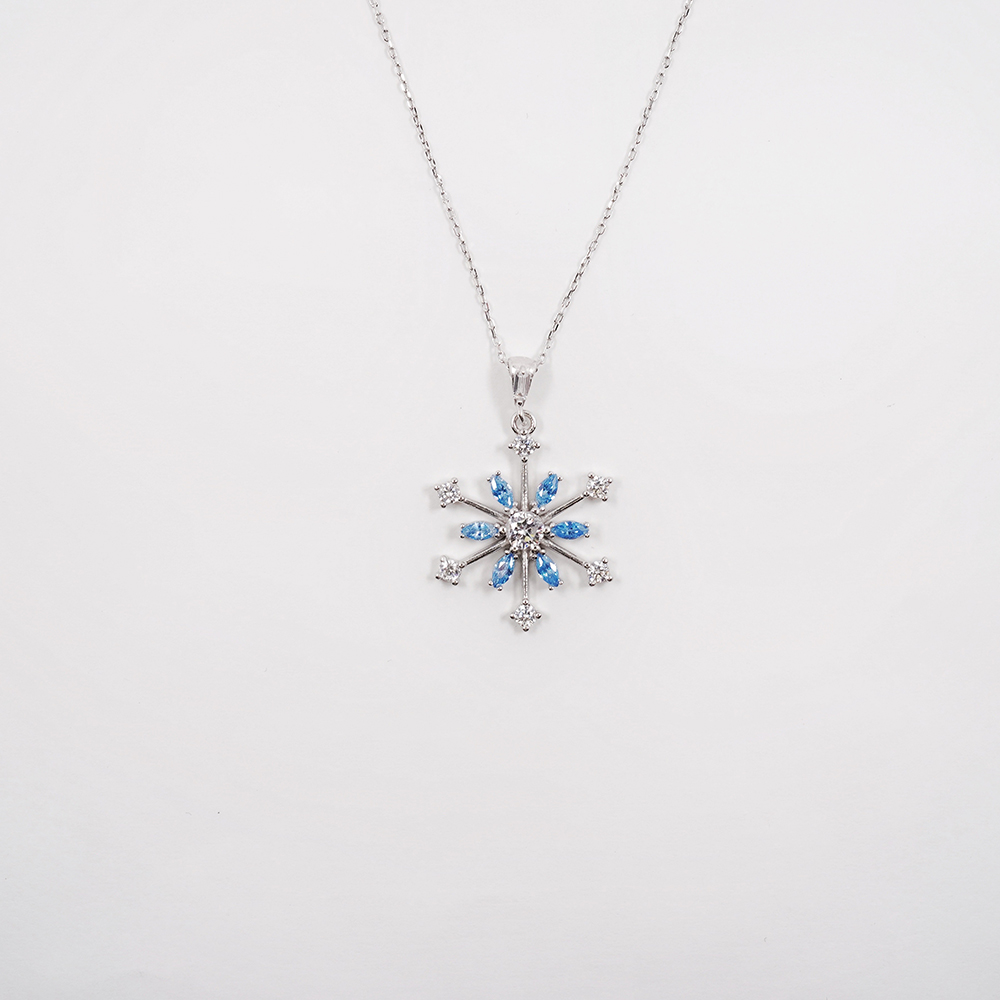 Turquoise Emerald Snowflake Necklace