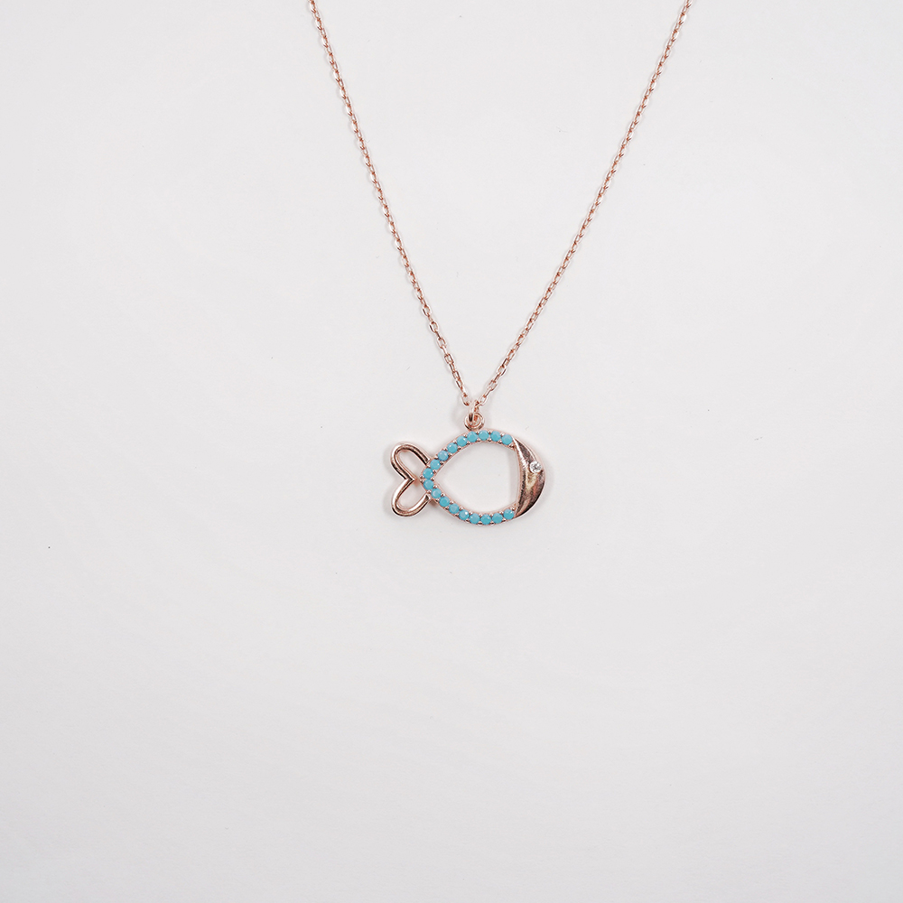 Turquoise Stones Fish Necklace