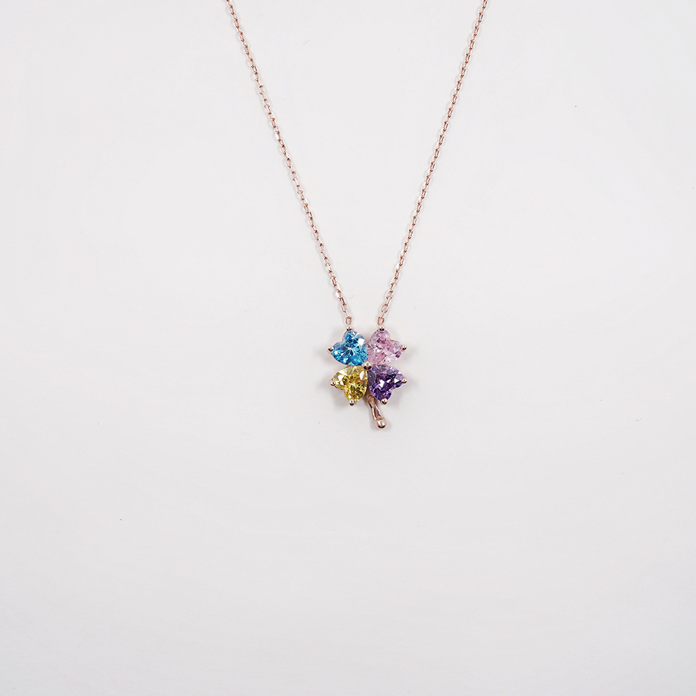 Four Colored Flower Necklace