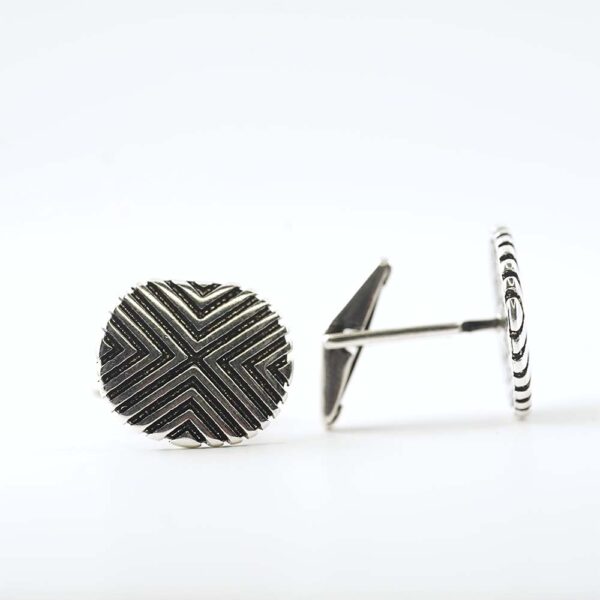 Chevron Pattern 925 Sterling Silver Cufflinks - Image 5