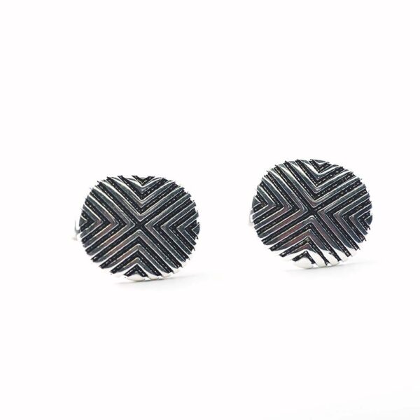 Chevron Pattern 925 Sterling Silver Cufflinks - Image 6