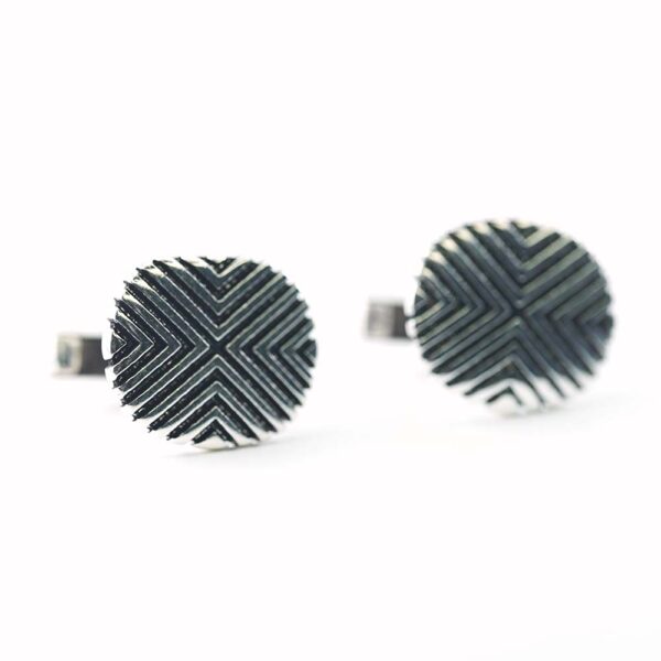 Chevron Pattern 925 Sterling Silver Cufflinks - Image 4