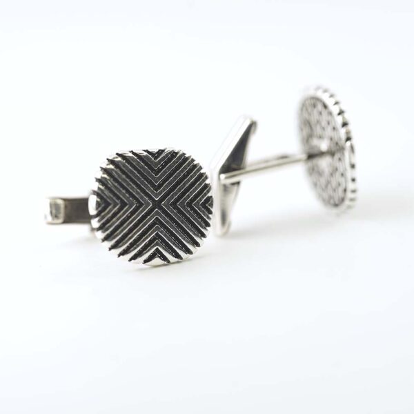 Chevron Pattern 925 Sterling Silver Cufflinks - Image 3