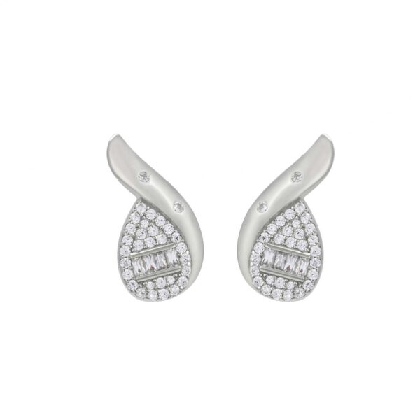 Lambent Pear Drop Pattern Silver Earrings