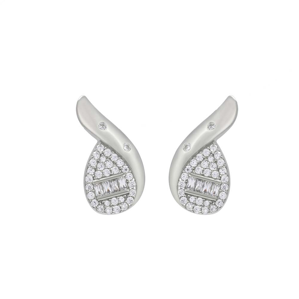 Lambent Pear Drop Pattern Silver Earrings