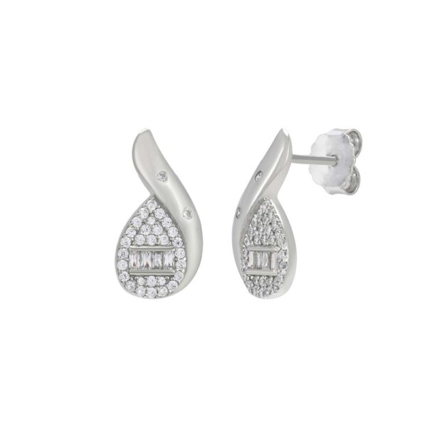 Lambent Pear Drop Pattern Silver Earrings - Image 2