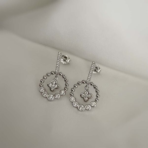 Modern Star Ring Silver Earrings - Image 2
