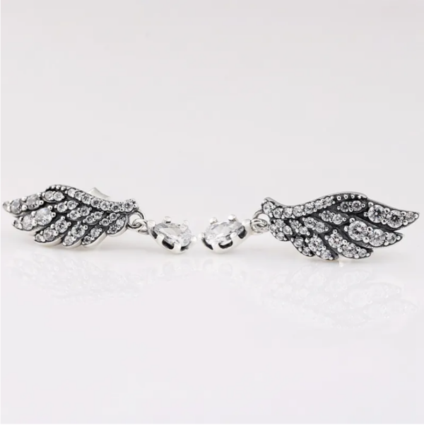 Dangling ANGEL WING Authentic Silver Earrings - Image 2