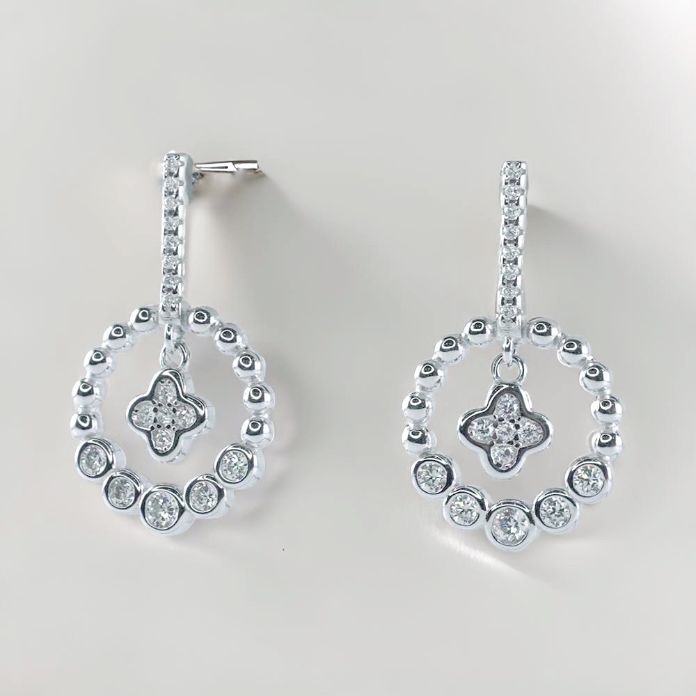 Modern Star Ring Silver Earrings
