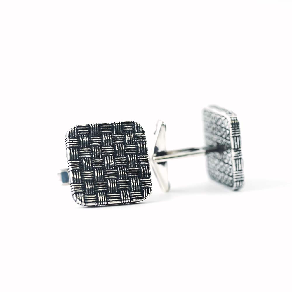 Tailor Pattern 925 Sterling Silver Stone Cufflinks