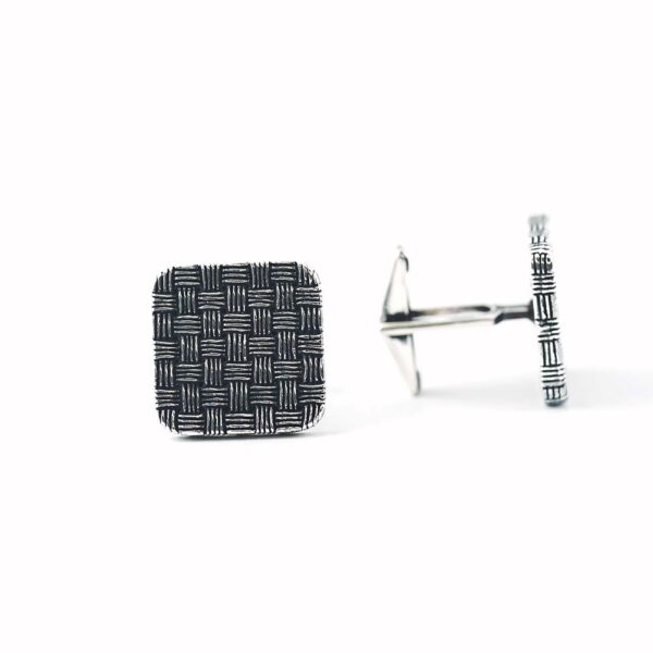 Tailor Pattern 925 Sterling Silver Stone Cufflinks - Image 2